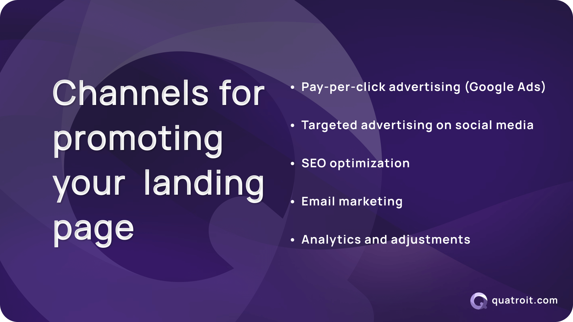 Channels for promoting your landing page