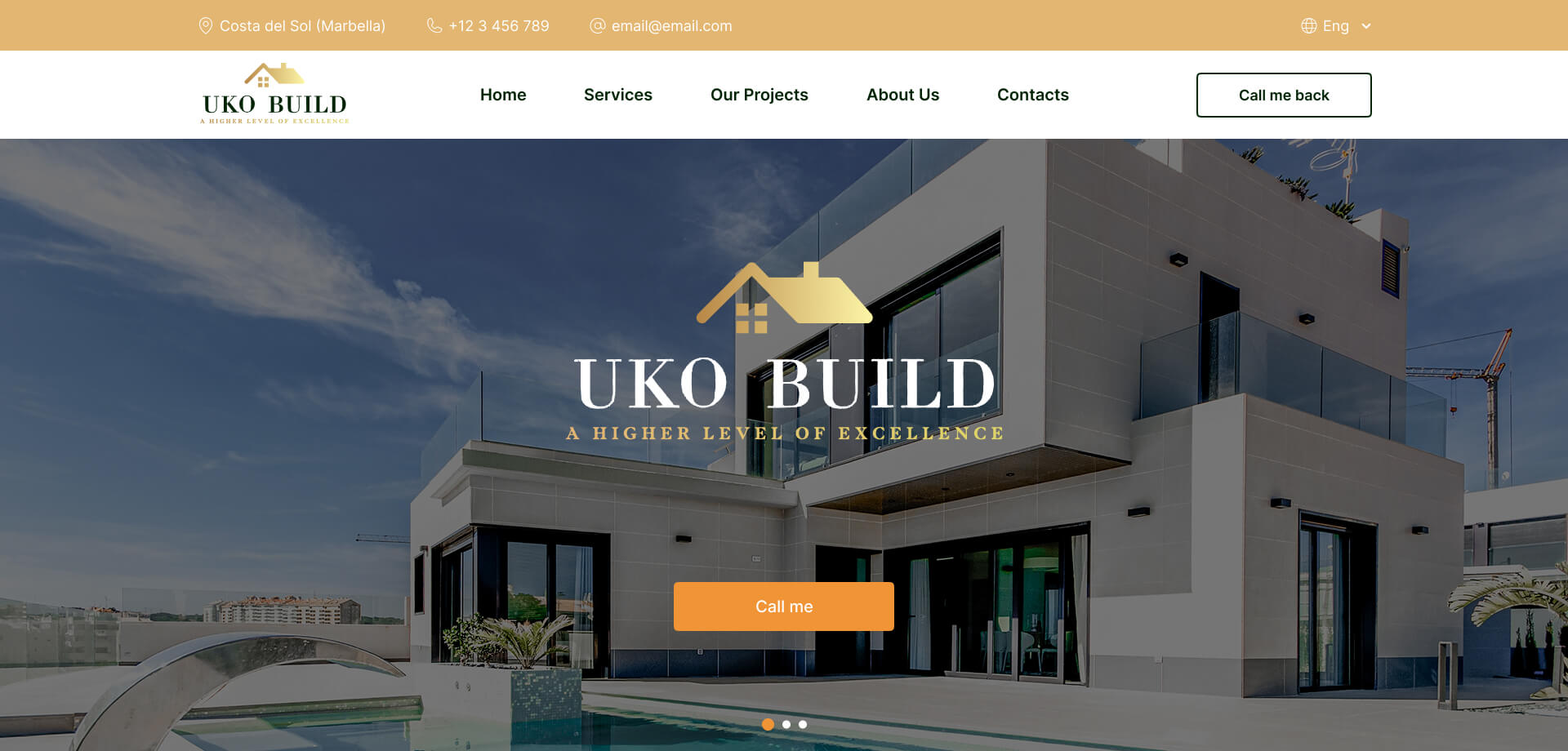 Первая секция главной страницы проекта UKO Build Первая секция главной страницы проекта UKO Build
